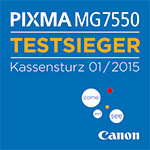 Testlogo Kassensturz: Testsieger für Canon PIXMA MG7550
